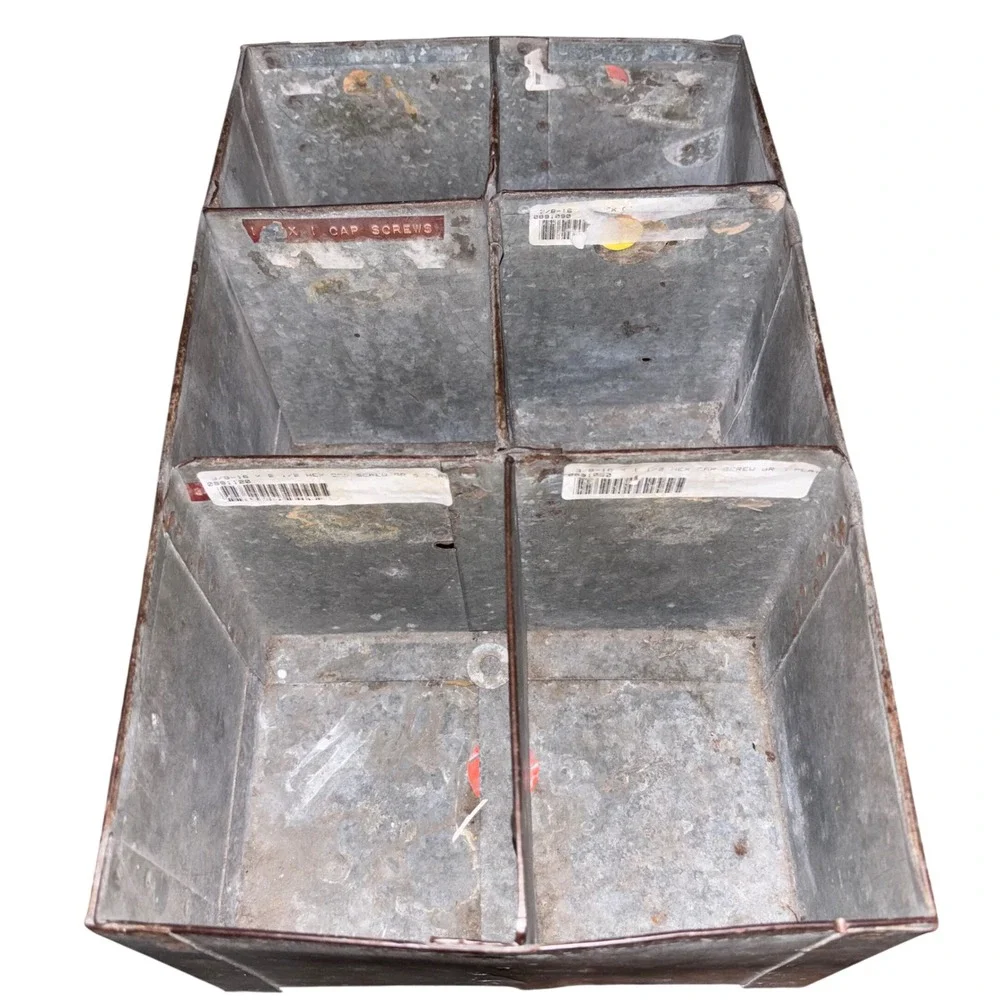 VTG Galvanize Steel Hardware Bin Industrial Rustic Organizer Cubby Shelf Storage